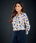Zipper Opened Half Sleeve Printed Top